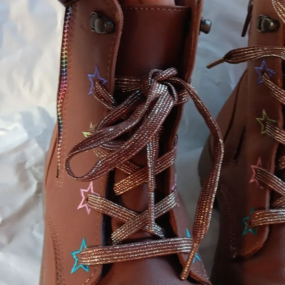 Land's End Brown Star-Embellished Women's Boots Youth 6-Womens 8